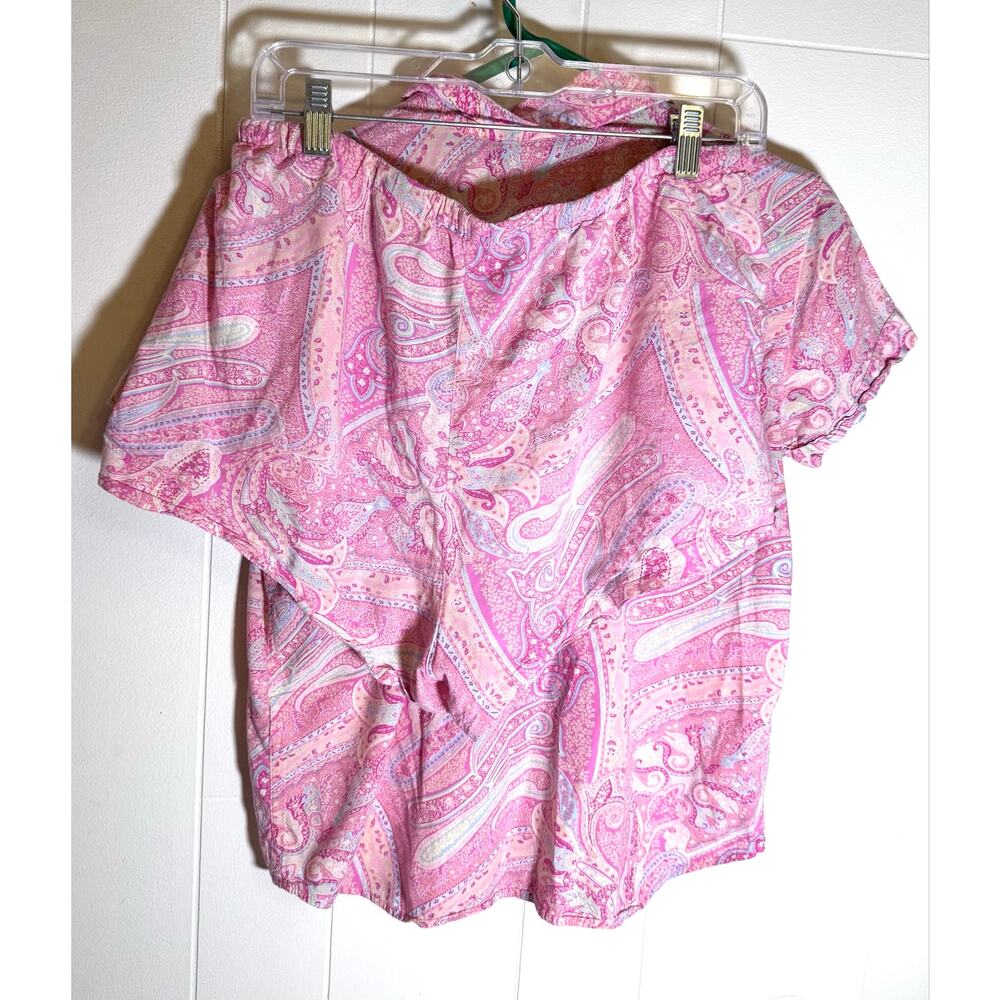 Lauren Ralph Lauren Pink Paisley 2 Piece Pajama Set M Short Sleeve Button Down - Picture 4 of 14